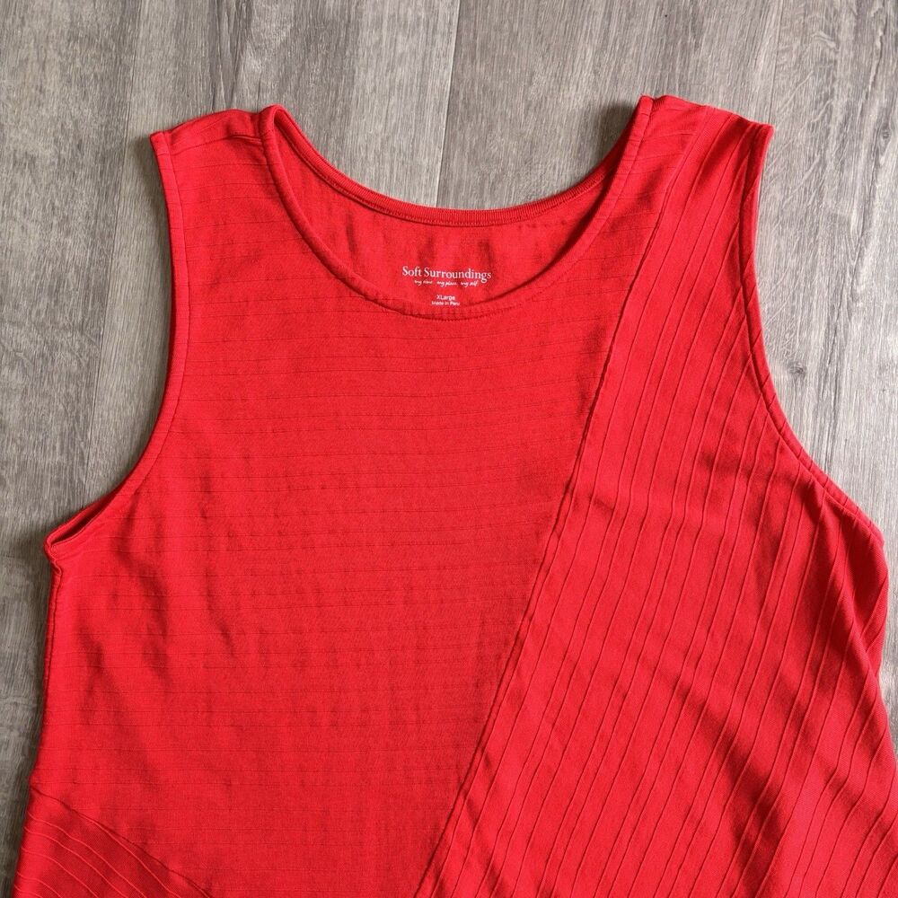 Soft Surroundings Red Dress Women's Size XL Sleeveless Pima Cotton Stretchy - Picture 4 of 9
